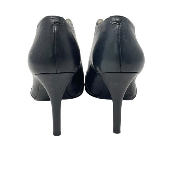 Nine West Black Leather Peep Toe High Heel Booties Size 8 1/2 Baddie Moto Rocker - Picture 3 of 9